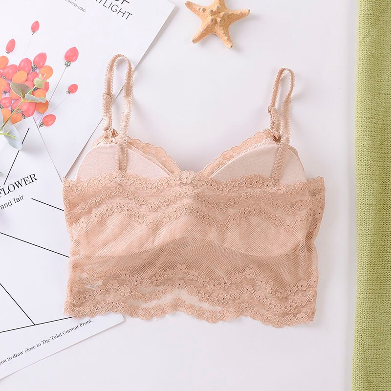 Lace Bra Sexy Bra Beauty Back Bra Detachable Chest Pad Without Steel Ring Sling Wrap Chest Stretch Sport Bra