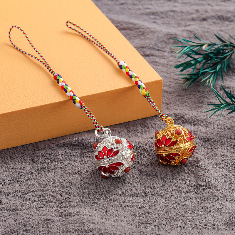Cloisonne Caller Locket Colorful Braided Rope KeyChain Music Ball Aromatherapy Essential Oil Diffuser Trendy KeyRing Jewelry