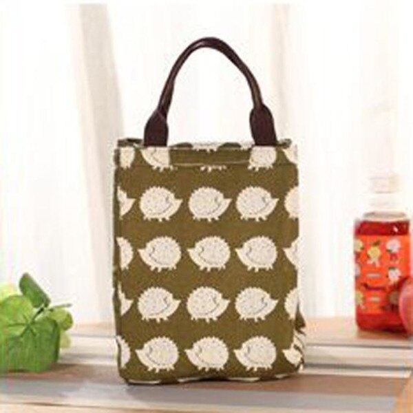 Sac de pique-nique de bande dessinée sac à déjeuner isotherme Bento alimentaire poche de pique-nique déjeuner en plein air conteneur toile sacs de maman pour les femmes enfants: Hedgehog