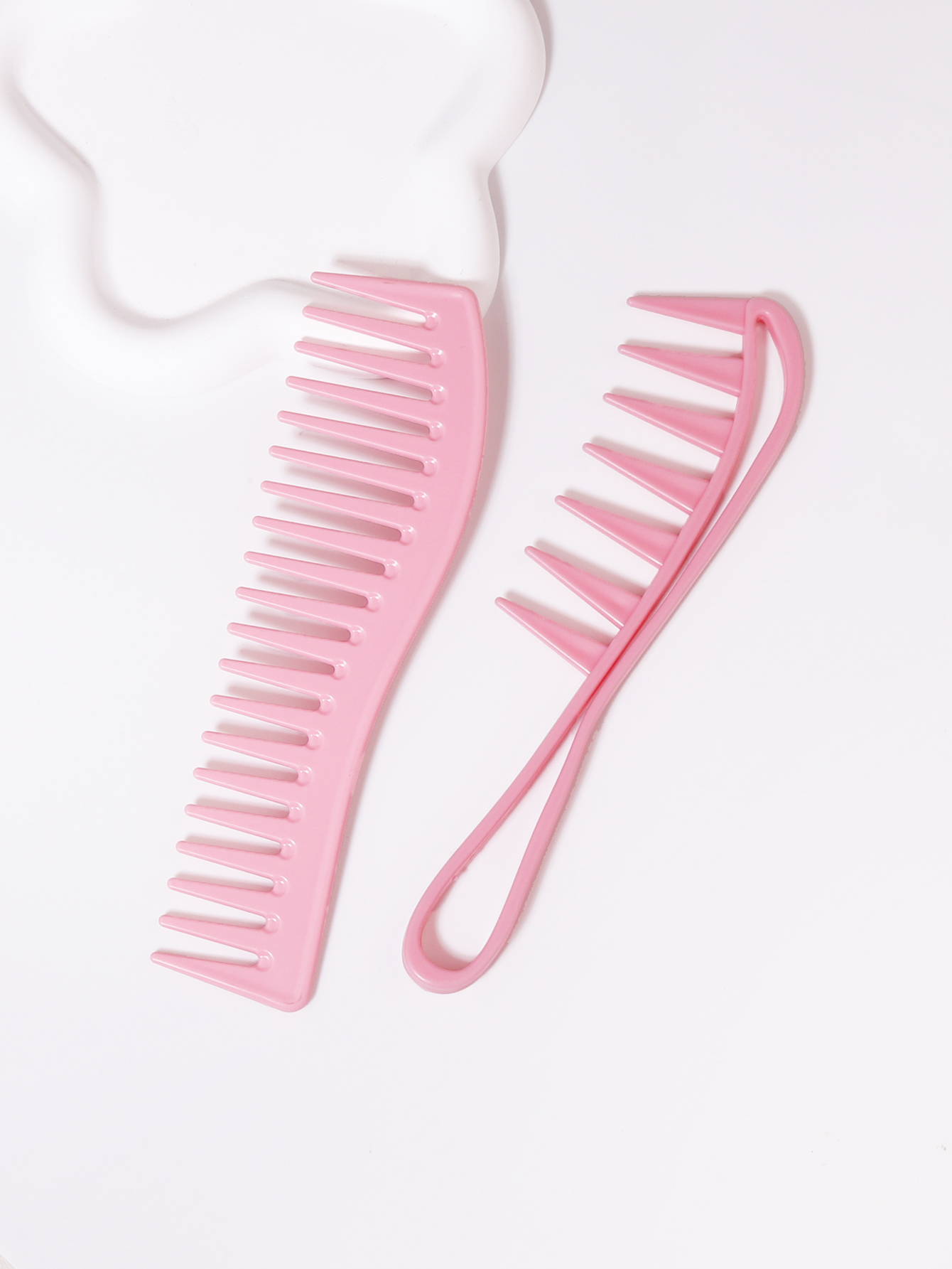 Juego de 2 piezas de peine para el cabello con aceite de dientes anchos, accesorios de peluquería de doble propósito, herramientas de peinado especiales para pelucas de cabello real: Rosa