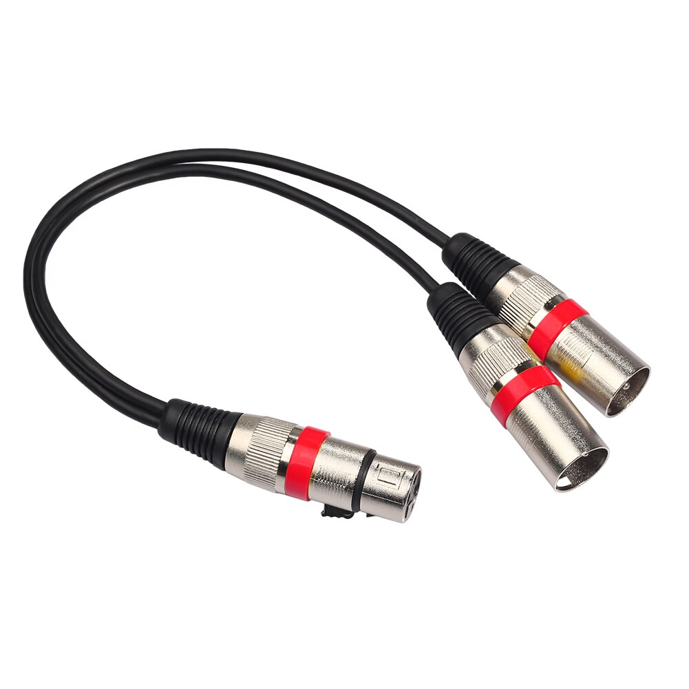 3Pin XLR Female Jack to Dual 2 Male Plug Y Splitter 30cm Adapter Cable Wire: Red