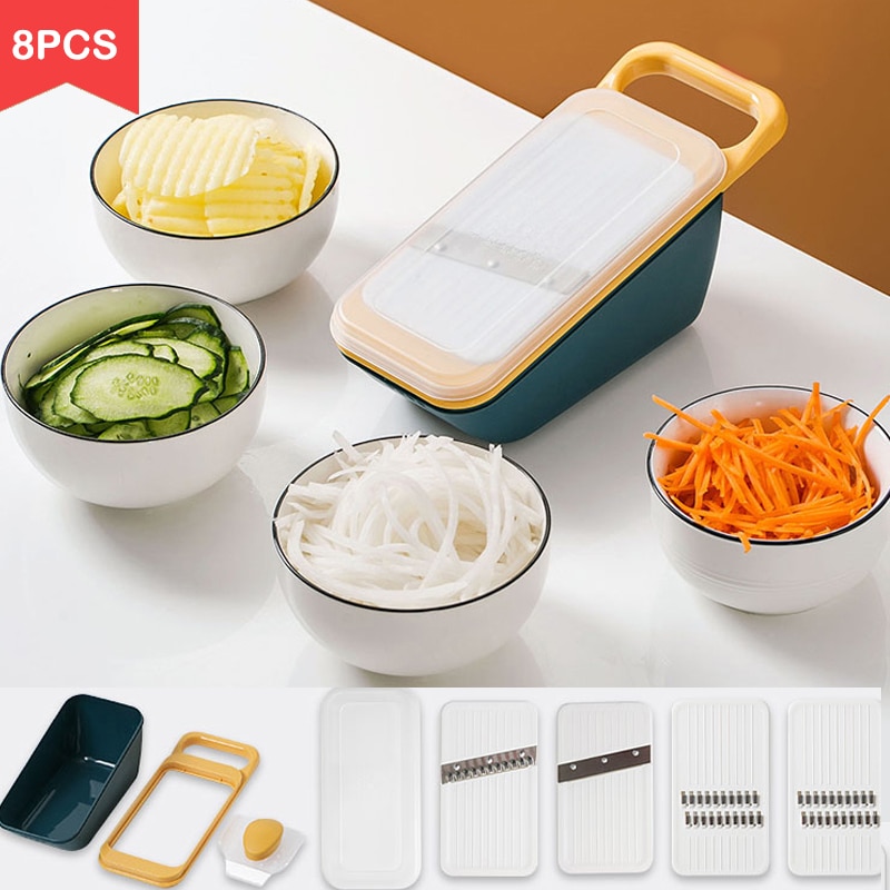 Huishoudelijke Groentesnijder Multifunctionele Aardappelen Wortelen Ui Komkommer Shredder Handleiding Afvoer Mand Gereedschap Rvs