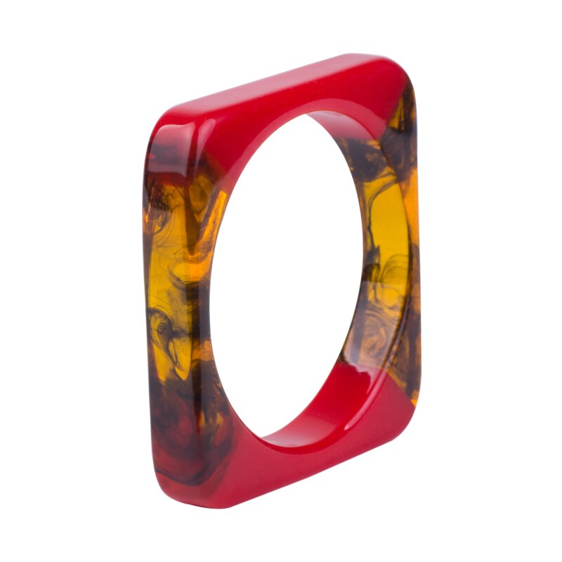 Guanlong Vintage Resin Cuff Bracelet Bangles for Women Indian Mix Color Acrylic Square Geometric Bangle Jewelry: KB130-3