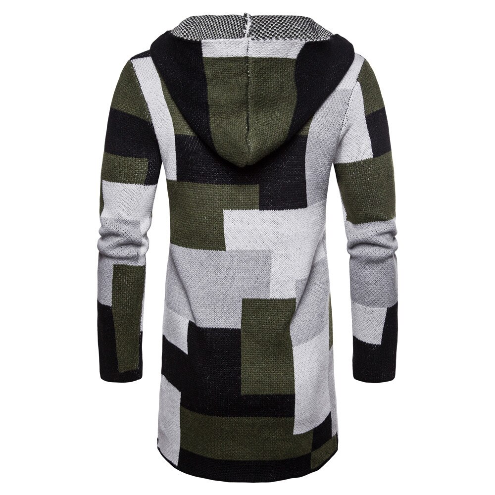 Mænd jakker lang stil cardigan overtøj sweater mandlige knap udenrigshandel stribe farve matchende top coats