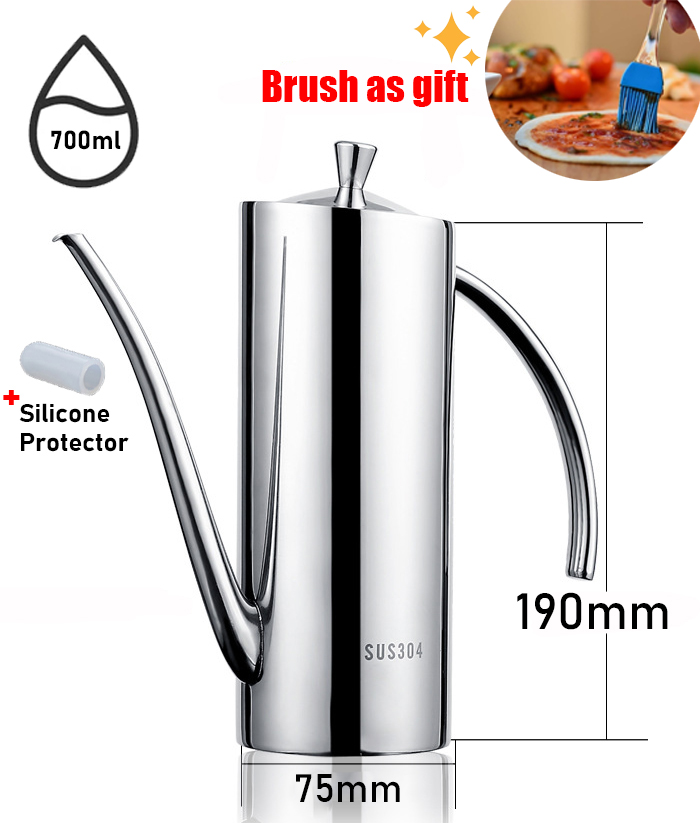 SUS304 Stainless Steel Oil Dispenser Bottle Leakproof Cruet with Spout Easy Precision Pouring of Olive Oil Vinegar and Grease: light green