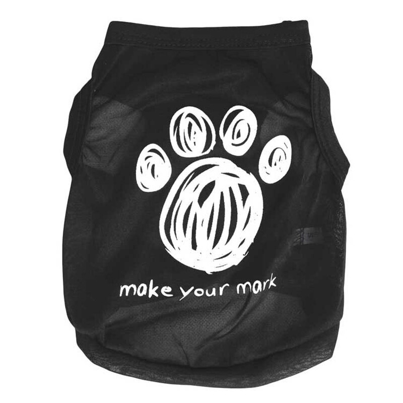 Lente/Zomer Hond Kleding Voor Kleine Honden Katten Gedrukt Puppy Pet Kat Vest Klassieke Hond T-shirt Shirts Chihuahua pug Kleding: Black / S