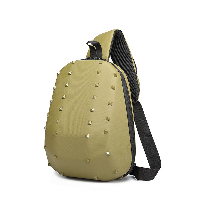 OZUKO Rivet poitrine sac sac à bandoulière mâle étanche court voyage sacs à bandoulière USB sac de messager pour les affaires d'adolescent: Jaune