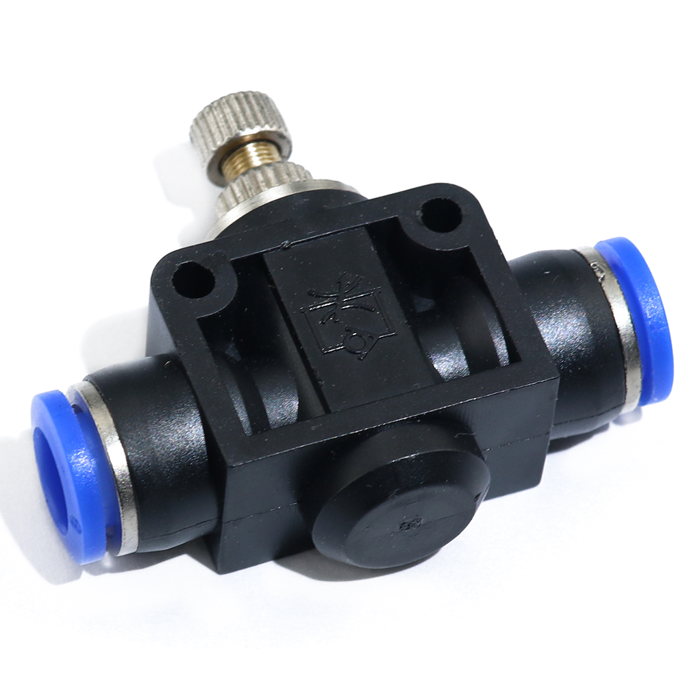 4 6 8 10 12mm Tube Push in to Connect Fittings T-shaped Pneumatic Flow Speed Controller Valve Air Flow Control Valve Connector