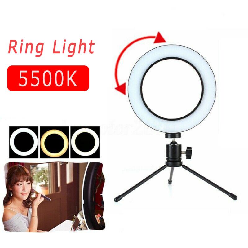 Fotografie LED Selfie Ring Licht 16/20CM Dimmbare Kamera Telefon Ring Lampe 6 zoll Mit Tisch Stative Für make-up Video Live Studio