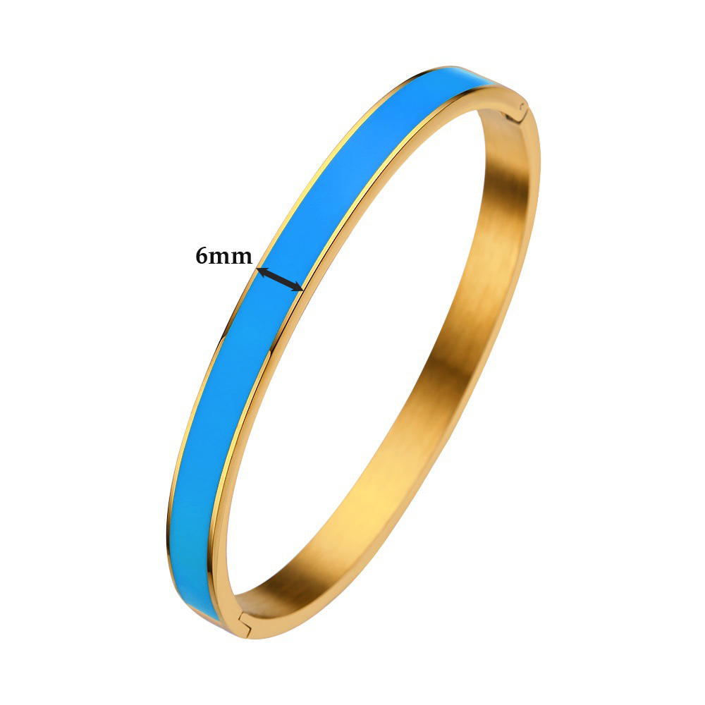G & D Luxe Kleurrijke Oranje Enamel Bangles Armbanden Voor Vrouwen Party Bangles Originele Roestvrij Stalen Sieraden: Blue Zinc Plated