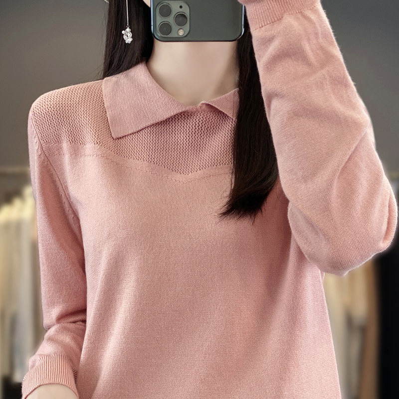 Mode Nieuwkomers Zijde Katoen Dames Trui Lange Mouw Peter Pan Kraag Truien Gebreide Jumper Dameskleding Bovenkleding: XXL / Roze