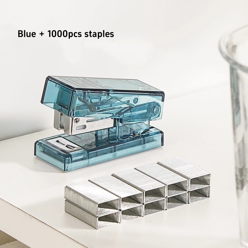 Mini grapadora de Color transparente, 1000 Uds., 26/6 grapas, carpeta portátil, herramientas de encuadernación para oficina, escuela F7639: Rojo