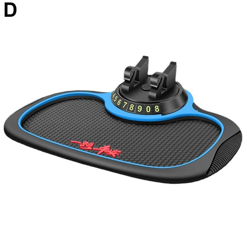 4 In 1 Car Anti-Slip Mat Silicone Dashboard Sticky Phone Holder Mat Auto Non-Slip Phone Pad W Phone Holder Function Car Interior: D