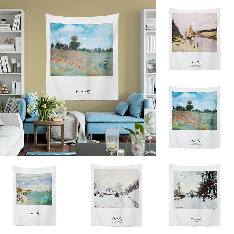 95 x 73cm wandkleed monet landschap schilderij achtergrondkleed noords eenvoudig decoratief wandtapijt