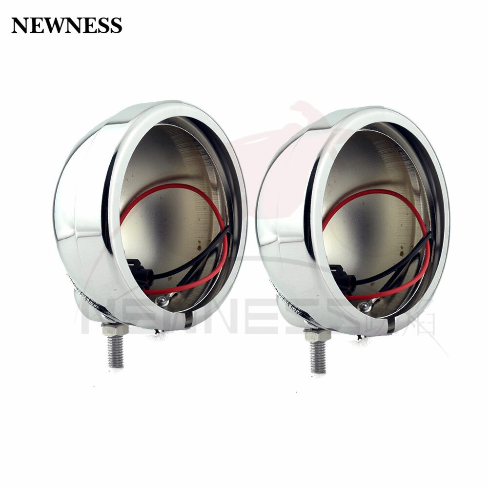 Newnm conjunto de lâmpada de neblina para motocicleta, conjunto de lâmpadas de poeira para harley road king e electra glide, flhxs, flhx, 4.5&quot;: 2PCS Chrome Bucket