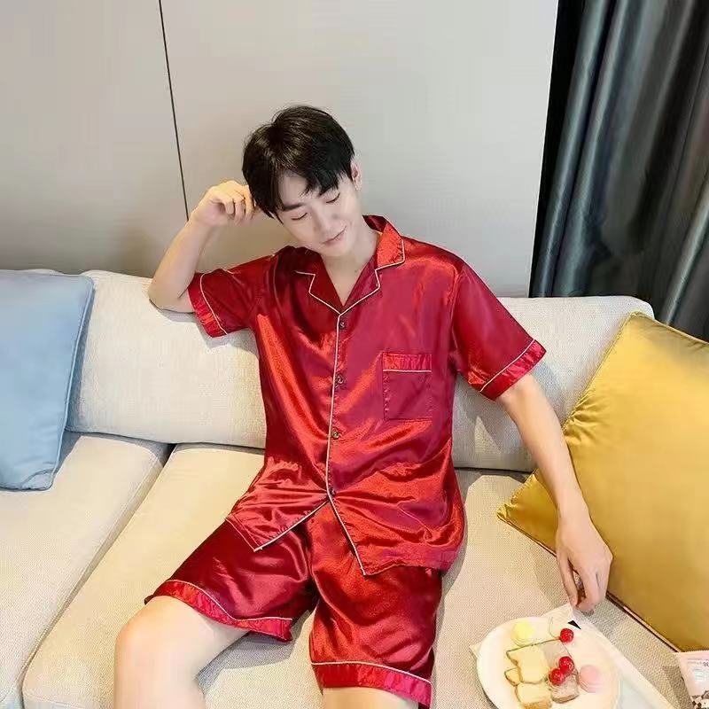 Pijamas gruesos de franela cálida para hombre, ropa de dormir larga, de lana Coral, para el hogar, 3xl, 4XL, Otoño e Invierno: Red(Thin Polyester) / M(42-52kg)