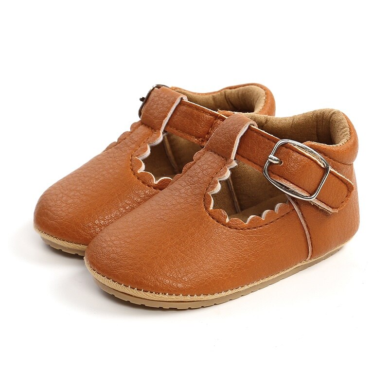 Spring T-bar Baby Shoes Pu Leather Hard Sole Newborn baby Moccasins Shoes infant Leopard baby Prewalker Non-slip Firstwalkers: brown / 3 (13-18months)