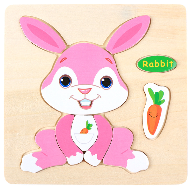 Baby Spielzeug Holz 3D Puzzle Nette Cartoon Tier Intelligenz Kinder Pädagogisches Spielzeug Kinder Tangram Formen Jigsaw: Hellgelb