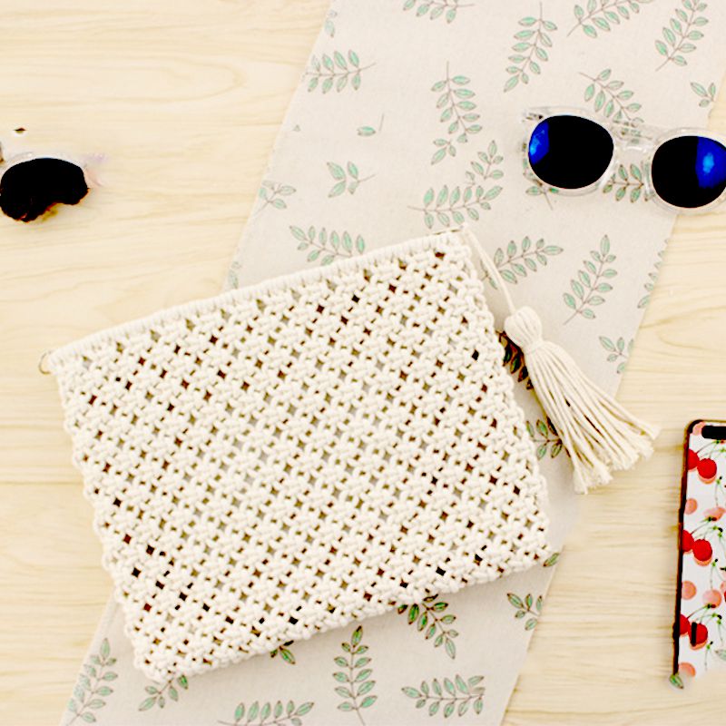 Baumwolle Seil Fransen Handgemachte Baumwolle Taschen Ballen Die Nur Schultern Strand Taschen (Weiß)