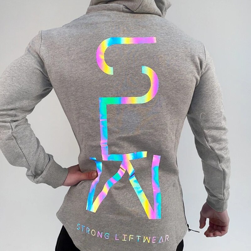 Réfléchissant Sweat À Capuche Pour Homme Sweat Streetwear Coton Réfléchissant Noir Sweat-Shirts Hommes Hip hop À Manches Longues