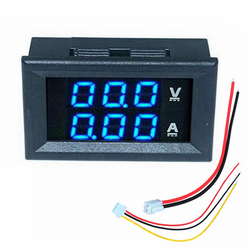 Dc 100V 10A Voltmeter Amperemeter Blauw + Rood Led Amp Dual Digitale Volt Meter Gauge Digitale Voltmeter ampèremeter: 100V 10A Blue Blue