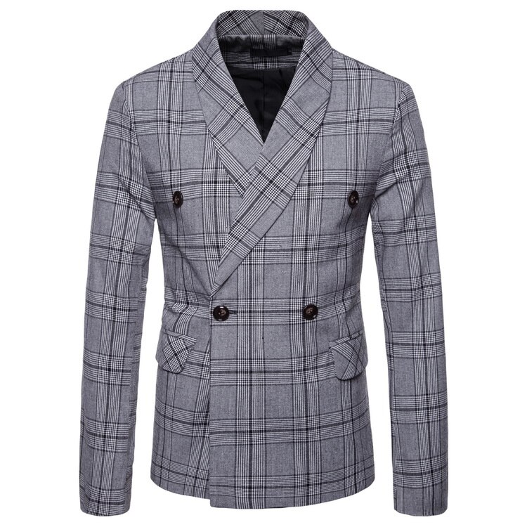 Veste Double boutonnage pour homme, coupe cintrée, style Business décontracté, costume,: Gris / XL