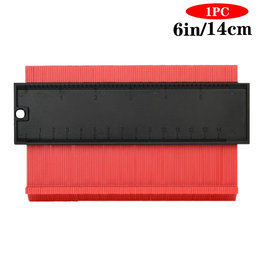 Multi-functio Contour Profile Gauge Tiling Laminate Tiles Edge Shaping Wood Measure Ruler Tiles Laminate Tiles Tool 5/6/10inch: 6inch  Red