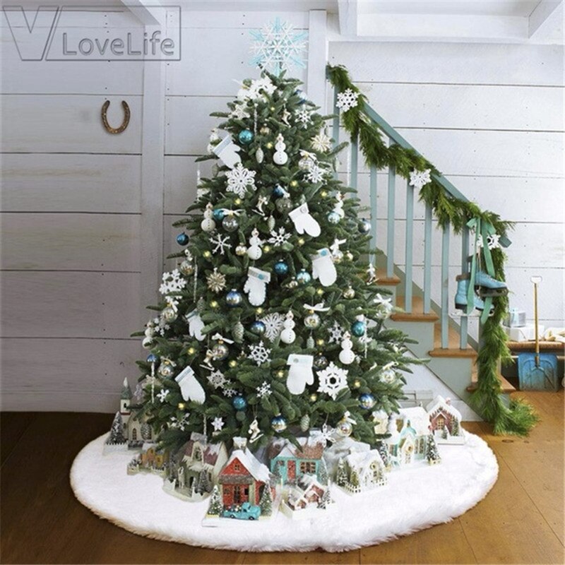 78cm 90cm 122cm julgran plysch kjol snöig vit lyx fuskpäls julgransmatta för dekoration