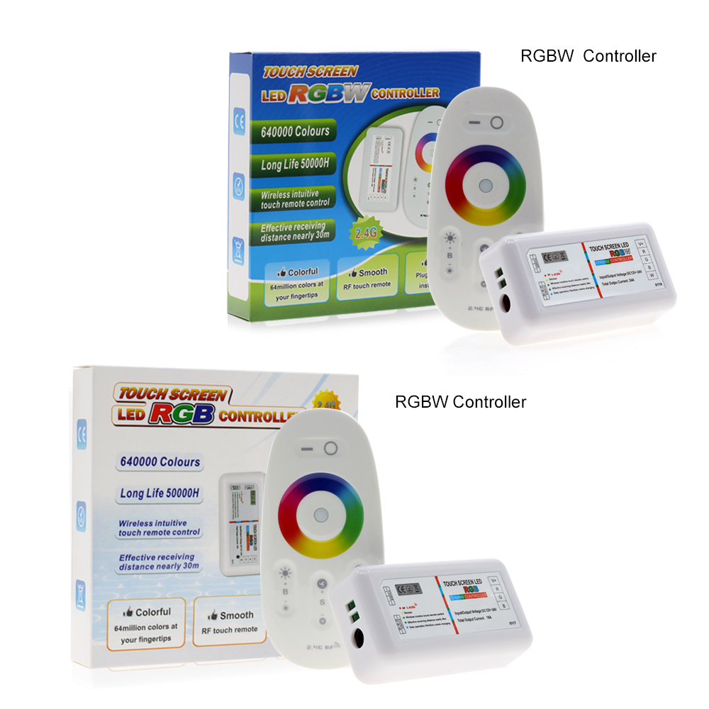 Touch screen rgb / rgbw led controller  dc12-24v 2.4g trådløs rf controller med fjernbetjening til rgb rgbw rgbww led strip lys 5050