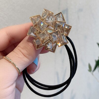 Cinta elástica coreana para el pelo, banda para la cabeza con diamantes de imitación de cristal, coletero de de lujo a la , Accesorios para el pelo: Champagne