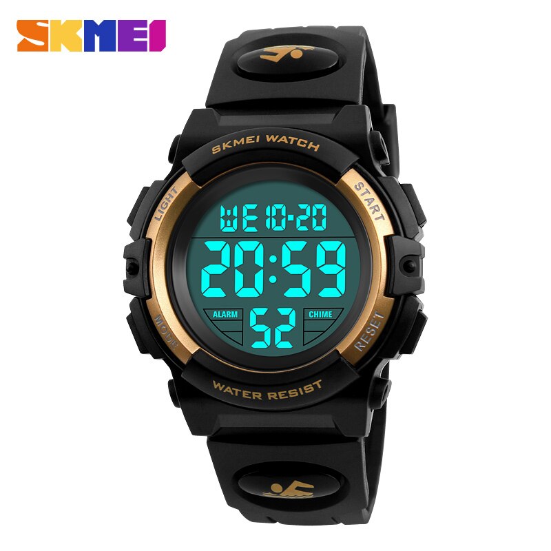 Kinder Kinder Uhren SKMEI Outdoor Sport Digital Uhr Wasserdicht 50M Kinder Jungen Armbanduhren 1258: Gold-small 1266