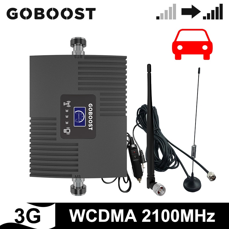 GOBOOST 3G Cellular Signal Booster for Car UMTS 2100 Mhz Repeater Band 1 Mobile Phone Amplifier Kit