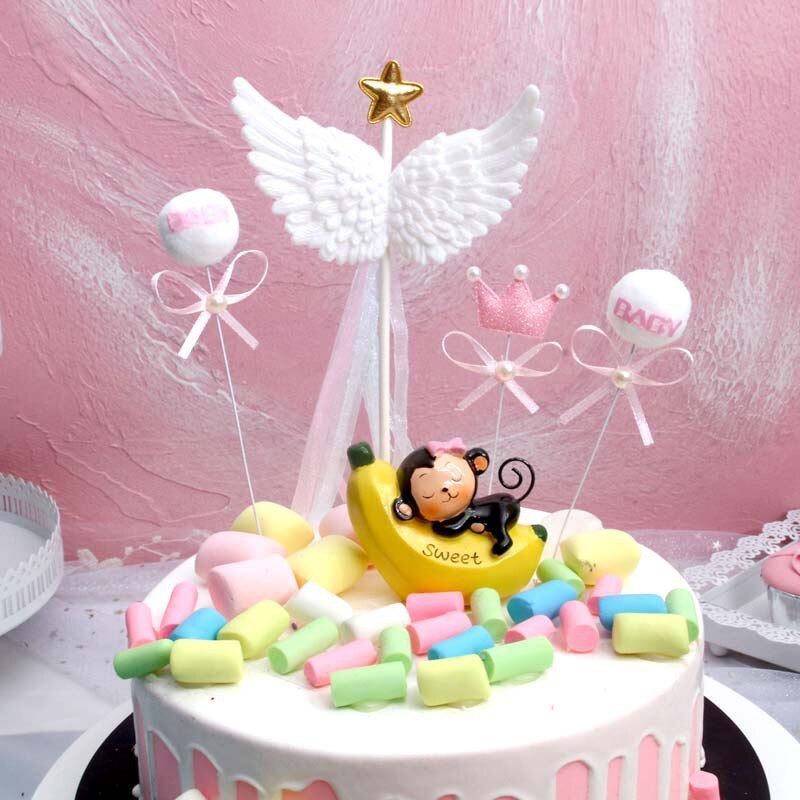 Alas de Ángel Topper de la torta de Magdalena DIY superior banderas pastel inserción decoraciones para el Día de San Valentín boda cumpleaños de accesorios
