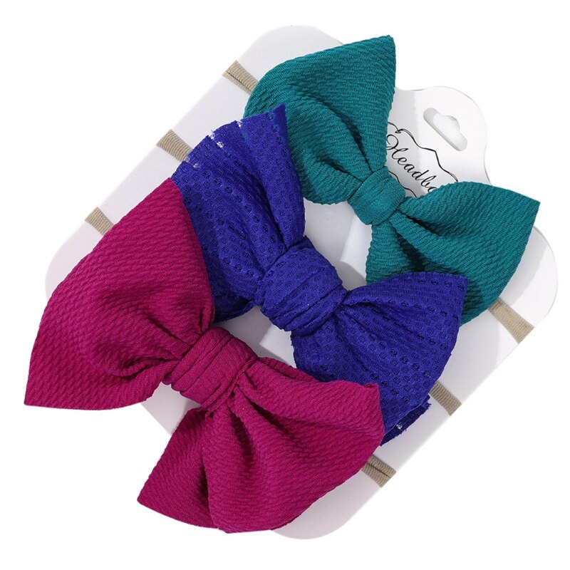 Bandeau élastique large à nœud extensible pour bébés filles, 3 pièces/ensemble, accessoires de coiffure, Turban: K