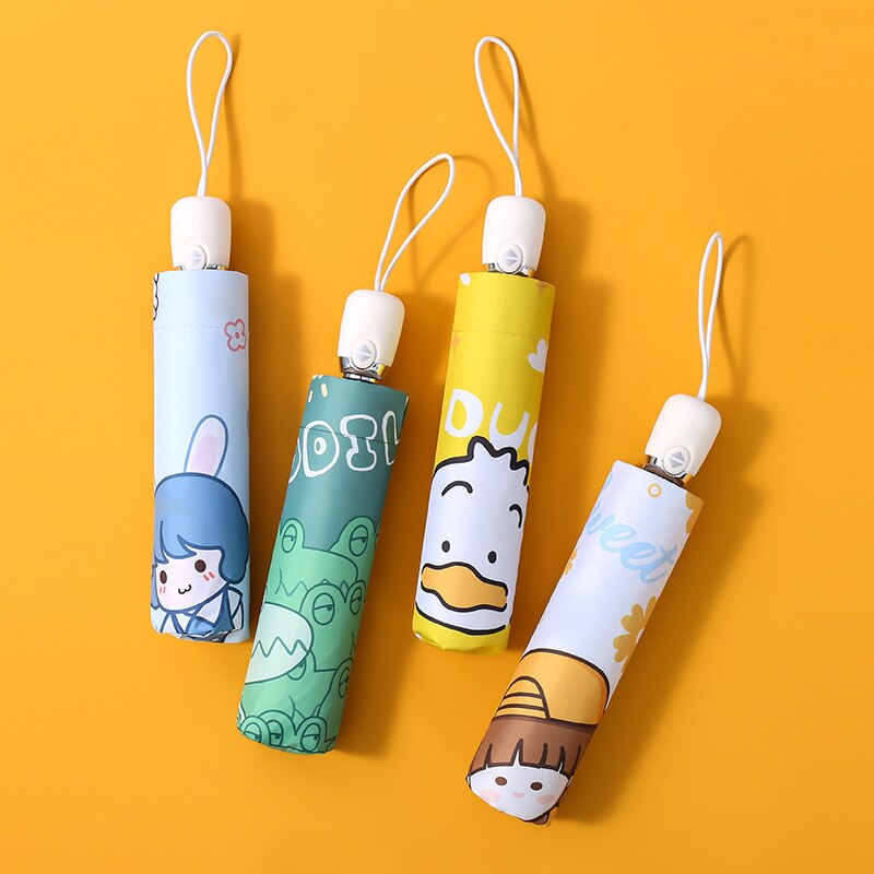Mini Paraguas portátil para mujer, sombrilla pequeña de bolsillo, Anti UV de sol, luz de lluvia de viaje, Paraguas plegable bonito para niño y niña
