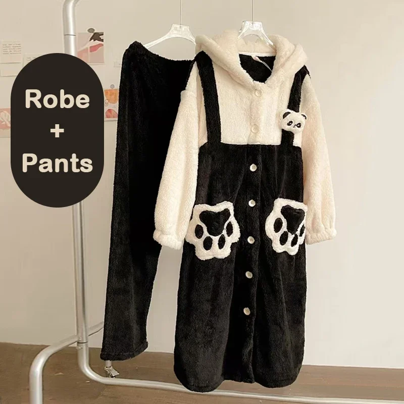 Robe de pyjama de dessin animé pour femme, vêtements d'intérieur chauds confortables, vêtements de détente, vêtements de nuit, c: Xxl