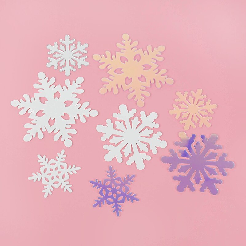 4 stuks/set mix acryl sneeuwvlok taarttopper verjaardagsfeest cupcake topper voor jaar kerstdecoratie taartdecoratie