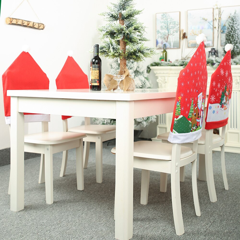 Non-woven Fabric Chair Sashes Christmas Chair Covers Home Decoration Accessories Santa Snowman Super Large Hat Year Supplies
