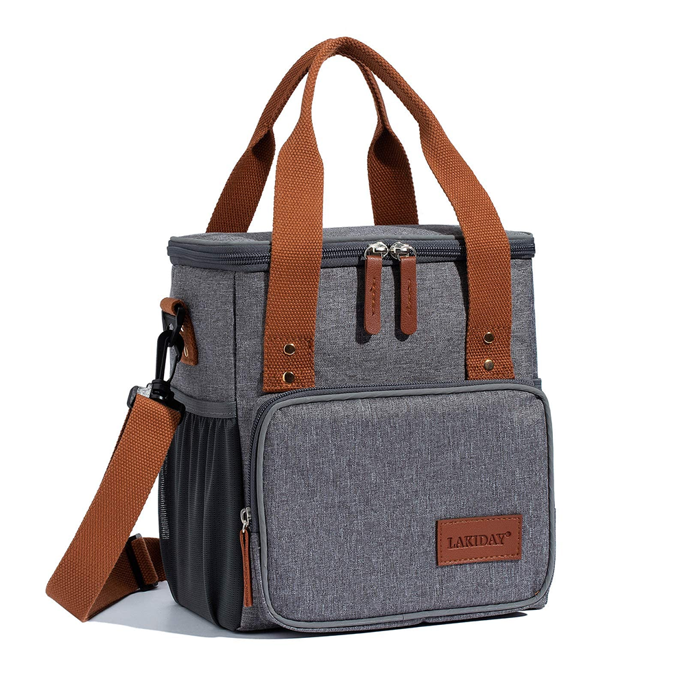 Large Tote Insulated Lunch Bag for Women Men Reusable Picnic Cooler Bags with Adjustable Shoulder Strap: WHITE