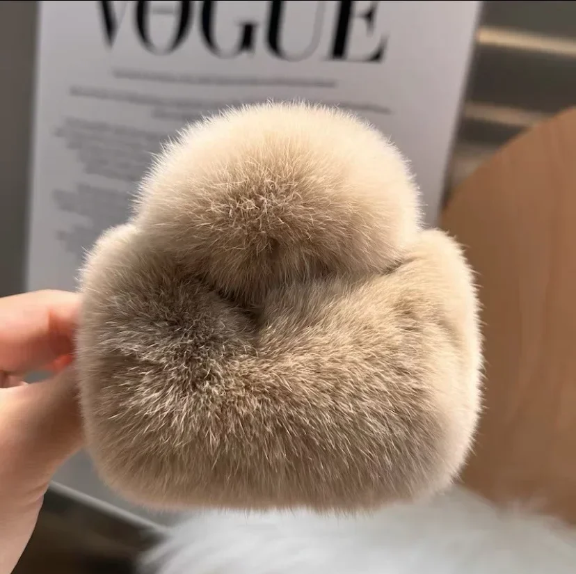DuoShang automne et hiver loutre fourrure de lapin griffe de cheveux grand carré en peluche pinces à cheveux doux crabe pinces à cheveux femmes accessoires de cheveux: YELLOW
