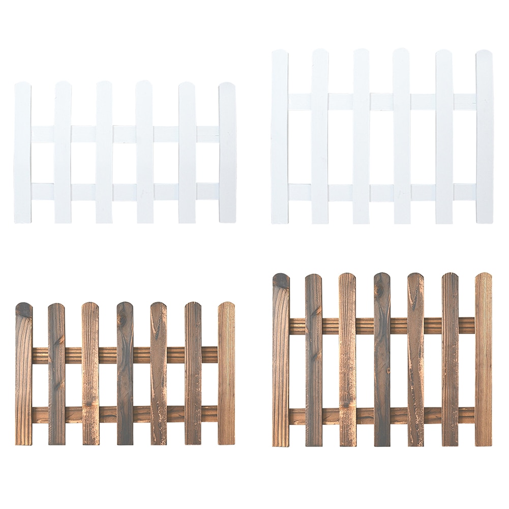Solid Wooden Picket Fences Miniature Fairy Carbonized Wood Lawn Fence For Garden Home Courtyard Decoration