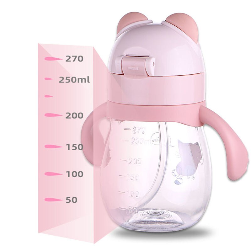 270ml søte baby matekopper med sugerør bpa gratis bærbar tåteflaske lekkasjesikker med håndtak treningsflaske til låve bebe copos