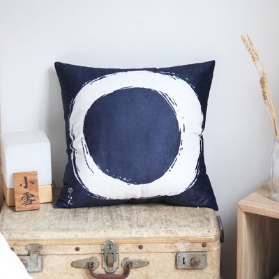 Cojín de tela de lino para sofá, almohada de estilo japonés Izakaya para el hogar y la Oficina: Azul