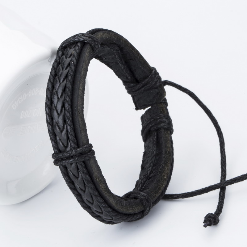 Armbänder Neue Charme Leder Armbinde männer Armbänder Beliebte Jungen DIY Verband Strang Handgemachte Webart Armbänder!: Schwarz1103