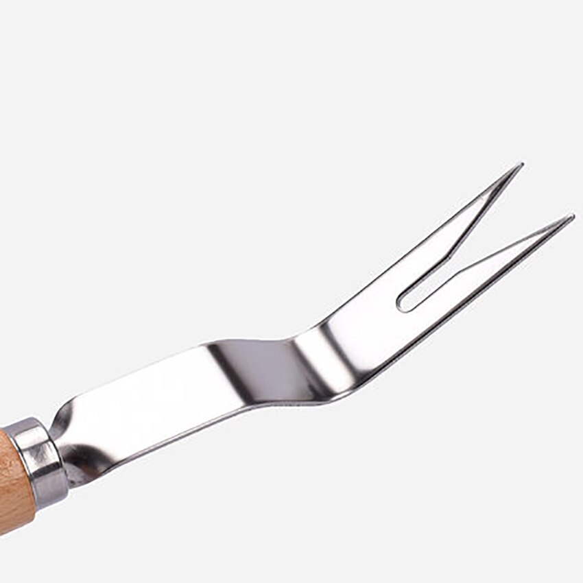 Garden Hand Weeder Gardening Fork Tool for Weeding Your Garden - Heavy Duty Stainless Steel, Natural Beech Wood Handle