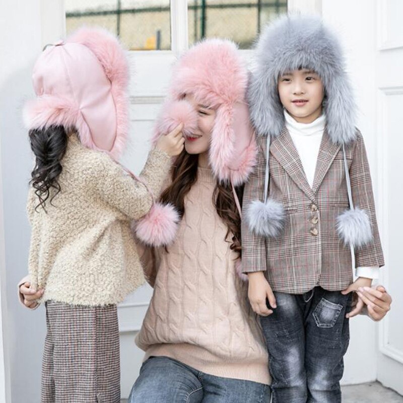 Kinderen Faux Fur Hoed Lederen Vos Bontmuts Lei Feng Thermische Sneeuw Cap Muts Beschermen Oren Hoed winter Hoed