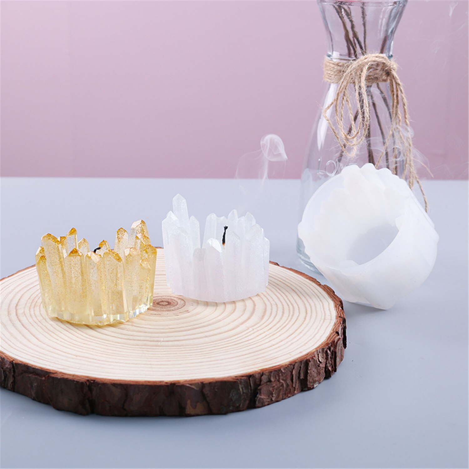 2Pcs Hars Kaars Houder Mallen, Siliconen Mallen, Kandelaar Siliconen Hars Mallen, crystal Vorm Epoxy Casting Mallen Voor Diy