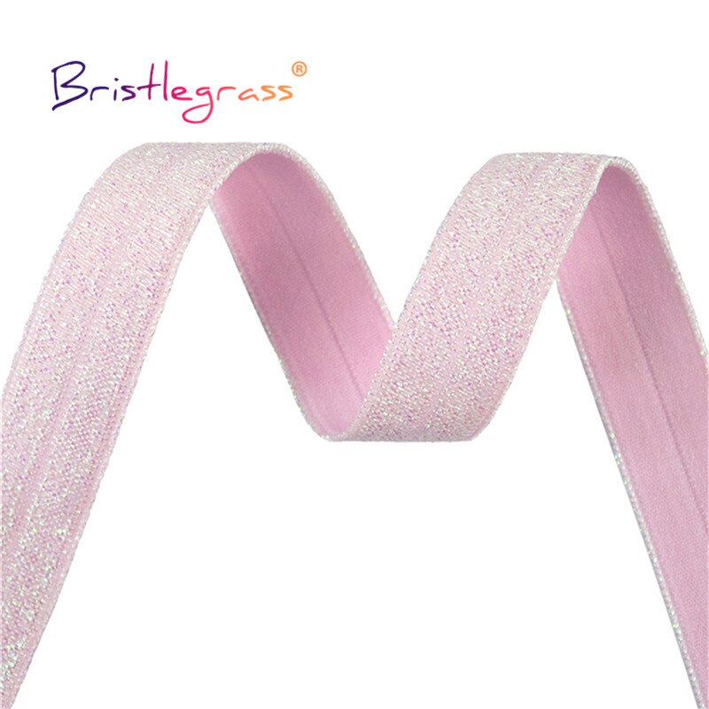 Bristlegrass Combo 5 Yard 5/8 &quot;15Mm Glitter Vouw Over Elastiek Foe Spandex Band Singels Tape Hair Tie Hoofdband jurk Naaien Trim