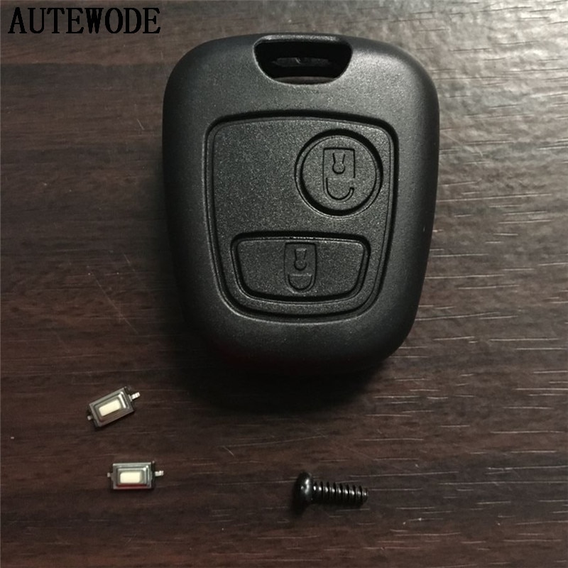 Autewode vervangende autosleutelbehuizing voor toyota aygo 2- knops afstandsbediening sleutelbehuizing zonder logo, zonder mes, +2 stuks microschakelaars