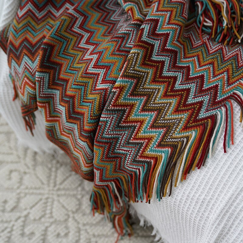 Sofa Werfen Faden Gestrickt Decke Bettdecke auf sterben Bett Sofa Gelb Plaid Streifen Reise TV Nickerchen Decken Sanft Heimat Dekor wandteppich: rot Streifen C